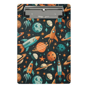 Träumerische Spacecore-Planeten Türkis Orange Kosm Mini Klemmbrett