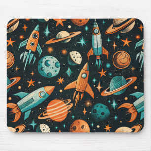 Träumerische Spacecore-Planeten Türkis Orange Kosm Mousepad