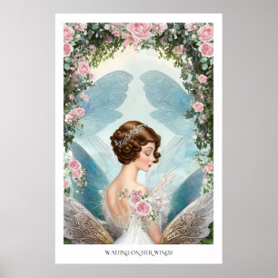 Träumerische Vintage-inspirierte Rosenfee Poster