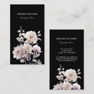 Träumerische Weiße Rose Schwarzer Hintergrund Visitenkarte