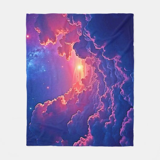 Träumerische Wolken: Himmlische Sonnenuntergangs-M Fleecedecke (Vorderseite)