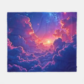 Träumerische Wolken: Himmlische Sonnenuntergangs-M Fleecedecke (Vorderseite (Horizontal))