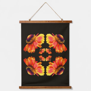 Träumerische Zinnienblumen-Abstrakte Kunst Wandteppich Mit Holzrahmen