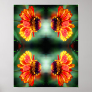 Träumerische Zinnienblumen-Abstraktkunst  Poster