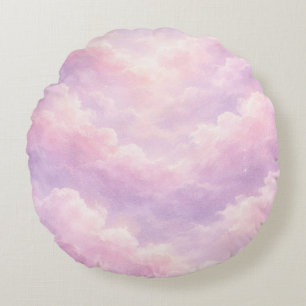 Träumerische Zuckerwattewolken Rundes Kissen