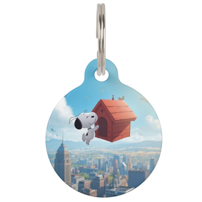 Träumerischer Beagle Floating City Comic-Illustrat Haustiermarke (Vorderseite)