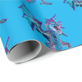 Träumerischer blauer Drache mit feurigen Details Geschenkpapier (Rolleneckpunkt)