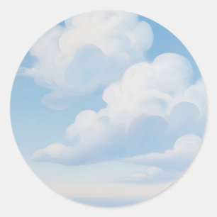 Träumerischer blauer Himmel mit Wolken Runder Aufkleber