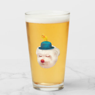 Träumerischer Clownhund: Lächelnder Bichon mit bla Glas