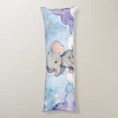 Träumerischer Elefant Aquarell Körper Seitenschläferkissen (Rückseite (Vertikal))