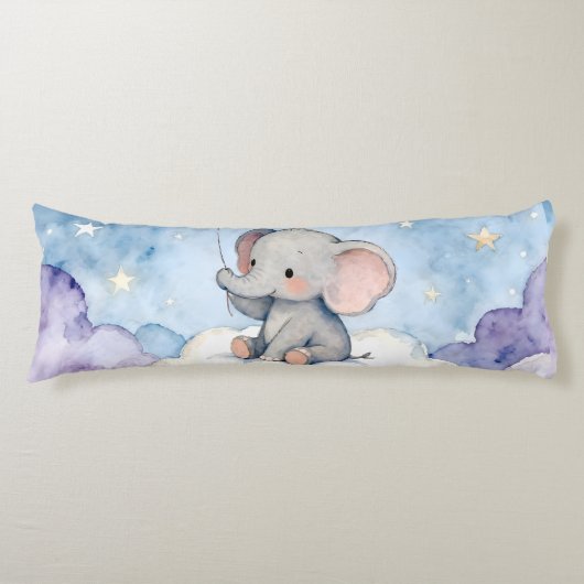 Träumerischer Elefant Aquarell Körper Seitenschläferkissen (Vorderseite)