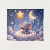 Träumerischer Elefant und Mitternachtsmond große W Wandteppich (Vorderseite (Horizontal))