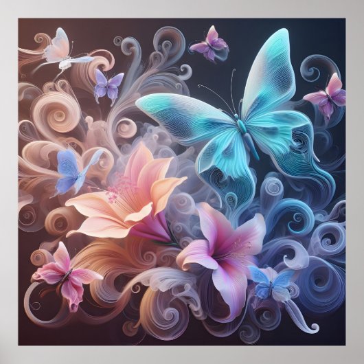 Träumerischer Fantasy-Schmetterling Poster (Vorne)