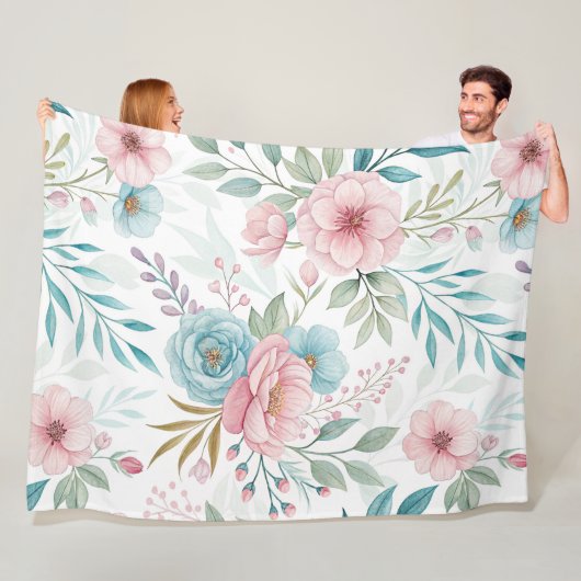 Träumerischer floraler Wasserfarbeneffekt  Fleecedecke (Beispiel)