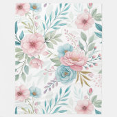 Träumerischer floraler Wasserfarbeneffekt  Fleecedecke (Vorderseite)