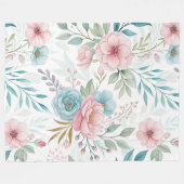 Träumerischer floraler Wasserfarbeneffekt  Fleecedecke (Vorderseite (Horizontal))