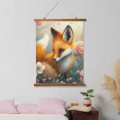 Träumerischer Fuchs Wandteppich Mit Holzrahmen (Schlafzimmer)