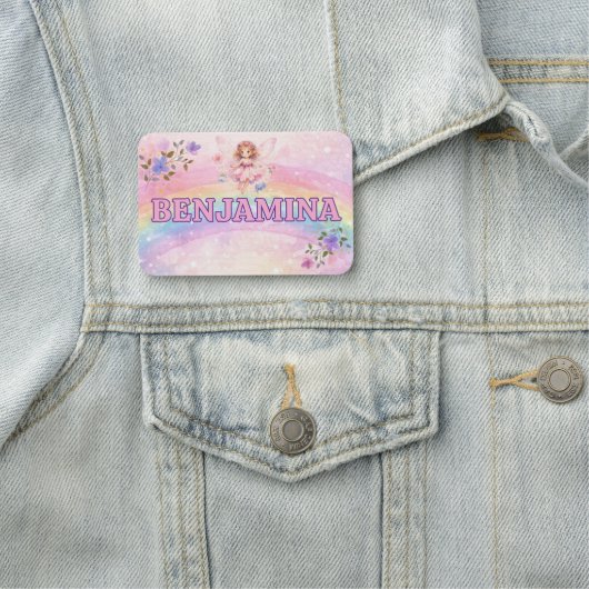 Träumerischer Glitter-Regenbogen Rosa Wolke Funkel Namensschild (Beispiel)
