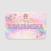 Träumerischer Glitter-Regenbogen Rosa Wolke Funkel Namensschild (Vorderseite)