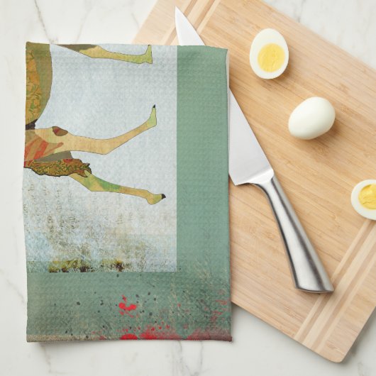 Träumerischer Kamel-Monogramm-Türkis u. weißes Küchentuch (Viertel Falte)