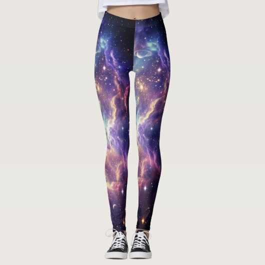 Träumerischer kosmischer Nebelglanz Leggings (Vorderseite)
