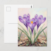 Träumerischer lila Krokus-Frühlingsblüte Postkarte (Vorne/Hinten)