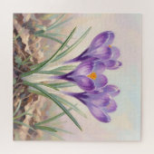Träumerischer lila Krokus-Frühlingsblüte Puzzle (Horizontal)