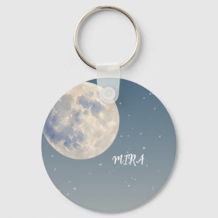 Träumerischer Mond & Wolken Blaues Himmel Design Schlüsselanhänger