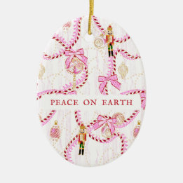 Träumerischer Rosa Nussknacker Weihnachtsandenken Keramik Ornament