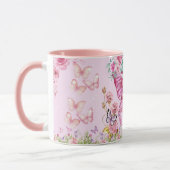 Träumerischer rosa Schmetterlingsbecher – Blumiges Tasse (Links)