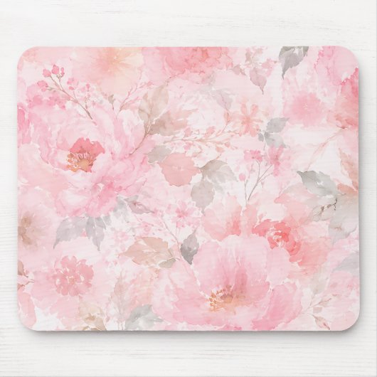 Träumerischer rosa Wasserfarbgarten Mousepad (Vorne)