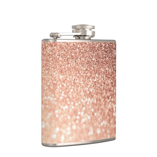 Träumerischer Rosen-GoldGlitzer - Pfirsich Flachmann (Rechts)