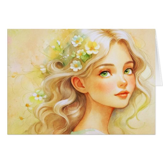 Träumerisches Aquarellportrait (Vorderseite (Horizontal))