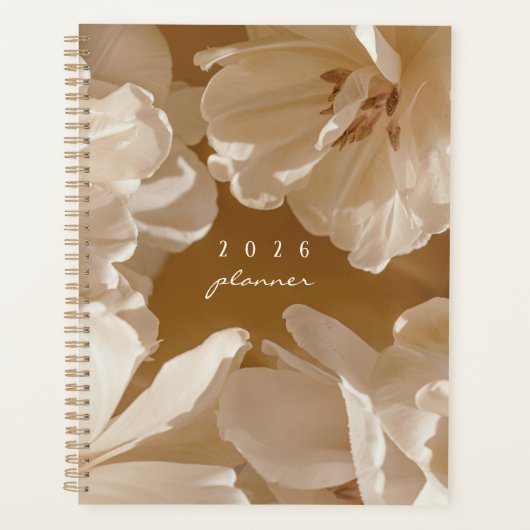 Träumerisches beige / braunes Floraldesign Planer (Vorderseite)