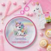 Träumerisches Einhorn Pastellfarben Mädchen Geburt Pappteller (Party)