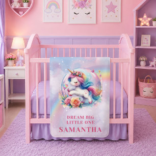 Träumerisches Einhorn Rosa Lila Mädchen Geburtstag Fleecedecke