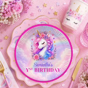 Träumerisches Einhorn Rosa Lila Magisches Mädchen Pappteller