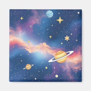 Träumerisches Galaxien-Planeten-Sterne-Muster Magnet