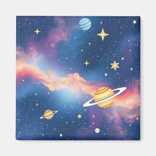 Träumerisches Galaxien-Planeten-Sterne-Muster Magnet (Vorne)