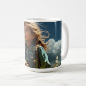 Träumerisches Kind bei Wind Kaffeetasse (VorderseiteRechts)