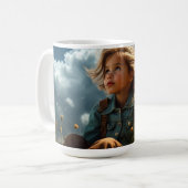 Träumerisches Kind bei Wind Kaffeetasse (Vorderseite Links)