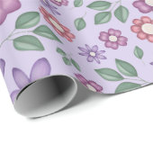 träumerisches Lavendel-Pastell-Blumenmuster Geschenkpapier (Rolleneckpunkt)