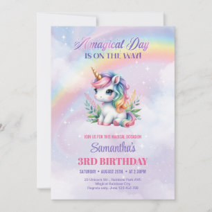 Träumerisches Pastell Einhorn Mädchen Geburtstag M Einladung