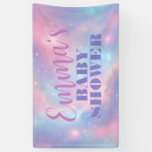 Träumerisches Pastell-Rosa Blau Kosmische Sternen Banner (Vertikal)