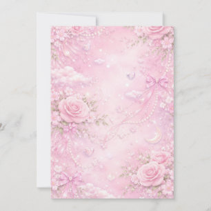 Träumerisches Rosa-Rosen-Blumenmuster Perlen Schle Einladung