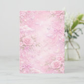Träumerisches Rosa-Rosen-Blumenmuster Perlen Schle Einladung (Stehend Vorderseite)