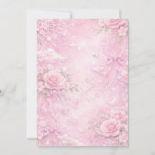 Träumerisches Rosa-Rosen-Blumenmuster Perlen Schle Einladung (Rückseite)