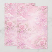 Träumerisches Rosa-Rosen-Blumenmuster Perlen Schle Einladung (Vorne/Hinten)