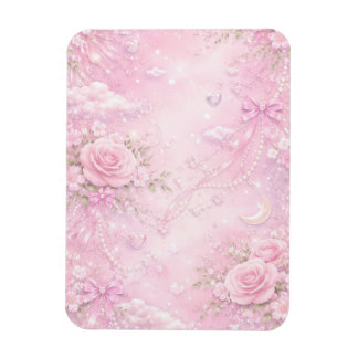 Träumerisches Rosa-Rosen-Blumenmuster Perlen Schle Magnet