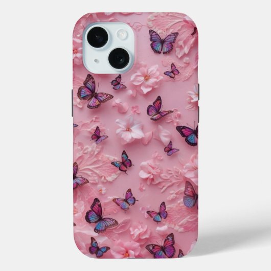 Träumerisches rosa Schmetterlingsmuster iPhone-Hül Case-Mate iPhone Hülle (Rückseite)